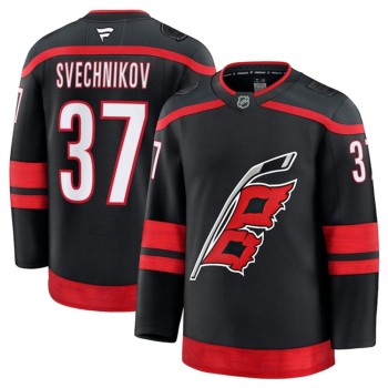 Men's Carolina Hurricanes #37 Andrei Svechnikov Black 2024-25 Home Stitched Hockey Premium Jersey Men's Carolina Hurricanes #37 Andrei Svechnikov Black 2024-25 Home Stitched Hockey Premium Jersey