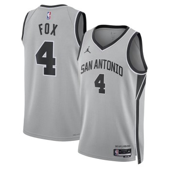 Men's San Antonio Spurs #4 De Aaron Fox Grey 2025/26 Statement Edition Jersey