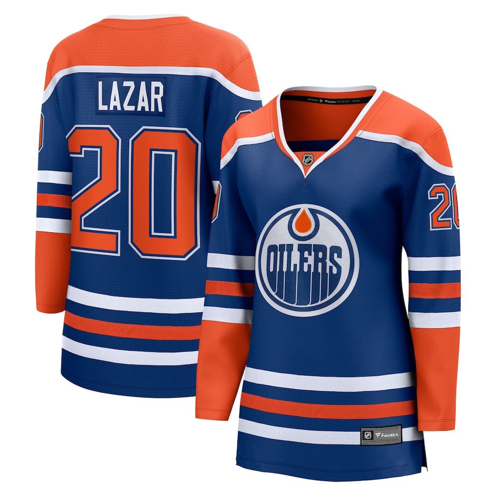 Women's Edmonton Oilers #20 Curtis Lazar Royal Home Jersey