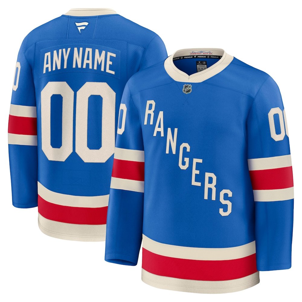 Men's New York Rangers Blue Centennial Premium Custom Jersey