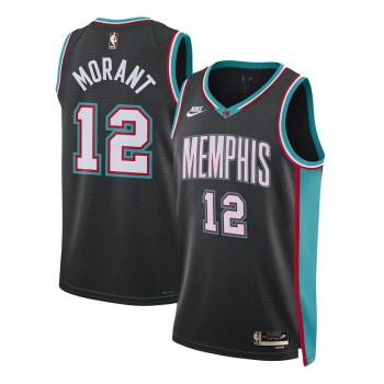 Men's Memphis Grizzlies #12 Ja Morant Black 2025/26 Hardwood Classics Jersey