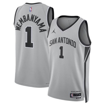 Men's San Antonio Spurs #1 Victor Wembanyama Grey 2025/26 Statement Edition Jersey