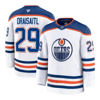Men's Edmonton Oilers #29 Leon Draisaitl White Away Premium Jersey