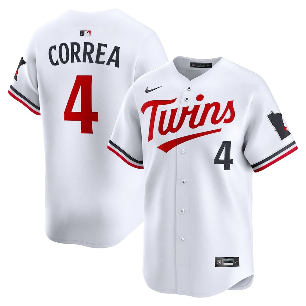 Men's Minnesota Twins #4 Carlos Correa White Home Limited Player Jersey