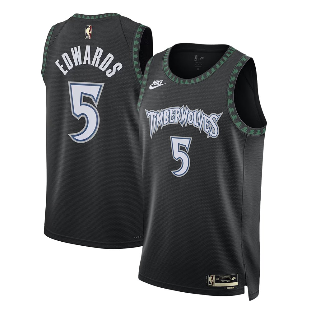 Men's Minnesota Timberwolves #5 Anthony Edwards Black 2025/26 Hardwood Classics Jersey