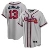 Men's Atlanta Braves #13 Ronald Acuna Jr. Gray Road Replica PlayerJersey