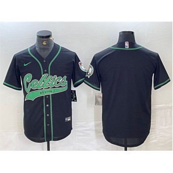 Men's Boston Celtics Blank Black Stitched Baseball Jersey Men's Boston Celtics Blank Black Stitched Baseball Jersey