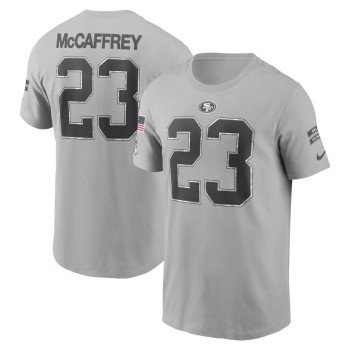 Men's San Francisco 49ers Christian McCaffrey Gray 2024 Salute To Service Name & Number T-Shirt