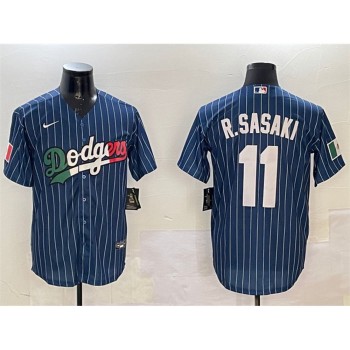 Men's Los Angeles Dodgers #11 Roki Sasaki Navy Mexico Cool Base Stitched Baseball Jersey Men's Los Angeles Dodgers #11 Roki Sasaki Navy Mexico Cool Base Stitched Baseball Jersey