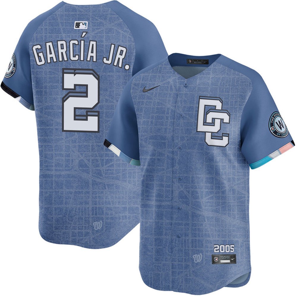 Men's Washington Nationals #2 Luis Garcia Blue 2025 City Connect Limited Jersey