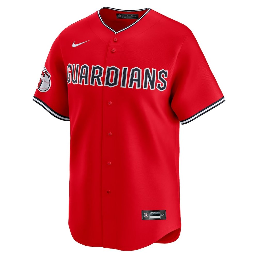 Men's Cleveland Guardians #23 Bo Naylor Red Home Limited Player Jersey Men's Cleveland Guardians #23 Bo Naylor Red Home Limited Player Jersey