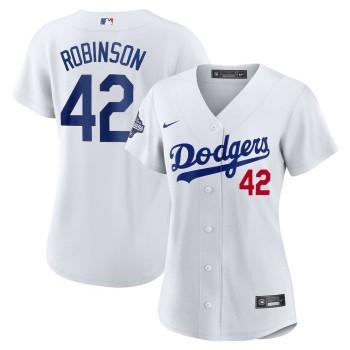 Women's Los Angeles Dodgers #42 Jackie Robinson White 2025 World Series Champions Home Limited Jersey