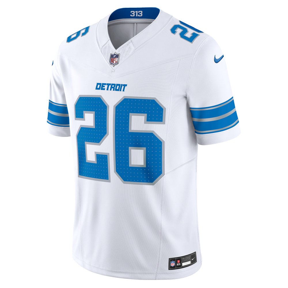 Men's Detroit Lions #26 Jahmyr Gibbs White Vapor F.U.S.E. Limited Jersey Men's Detroit Lions #26 Jahmyr Gibbs White Vapor F.U.S.E. Limited Jersey