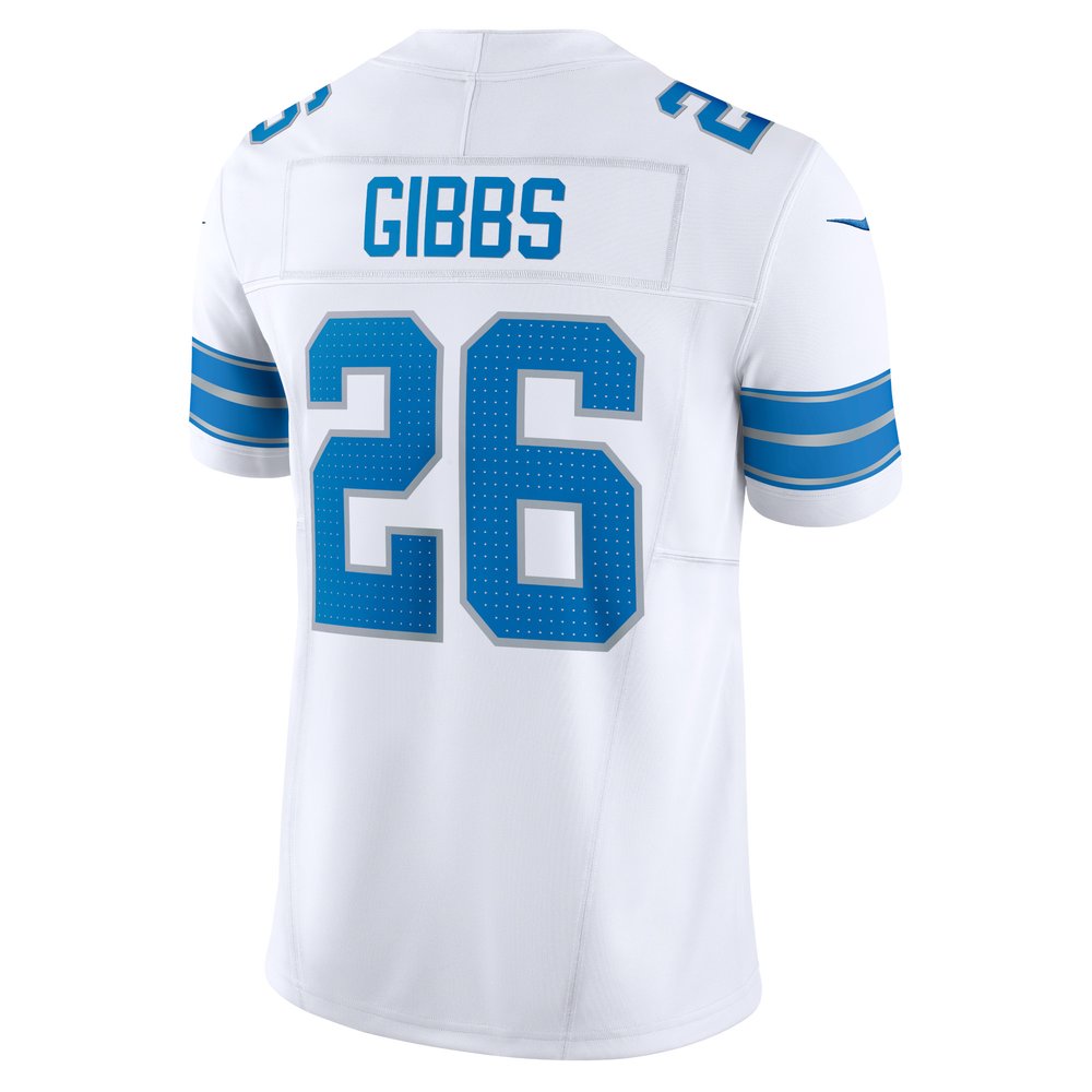 Men's Detroit Lions #26 Jahmyr Gibbs White Vapor F.U.S.E. Limited Jersey Men's Detroit Lions #26 Jahmyr Gibbs White Vapor F.U.S.E. Limited Jersey