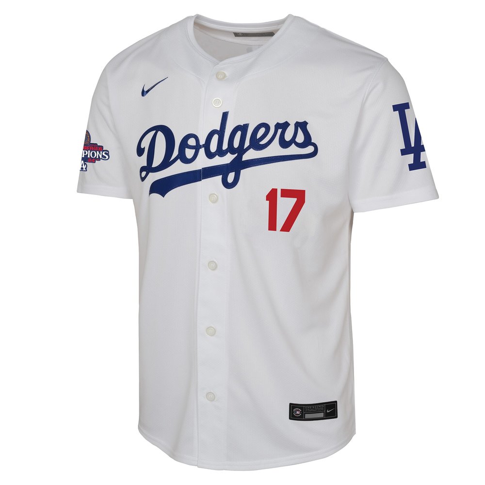 Youth Los Angeles Dodgers #17 Shohei Ohtani White 2024 World Series Champions Limited Player Jersey