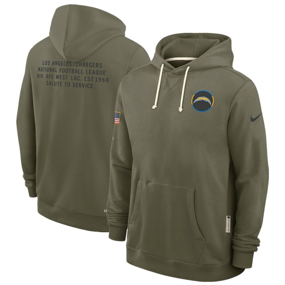 Men's Los Angeles Chargers Olive 2025 Salute to Service Pullover Hoodie