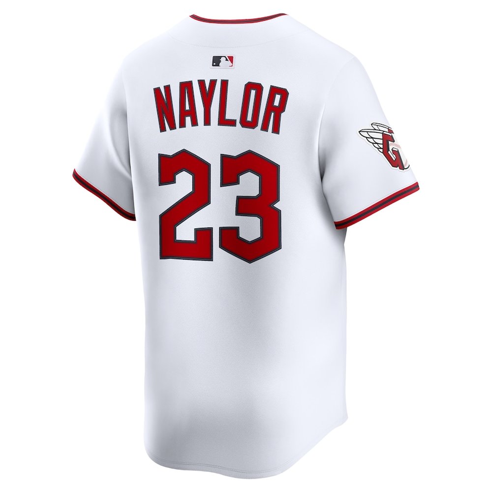 Men's Cleveland Guardians #23 Bo Naylor White Home Limited Player Jersey Men's Cleveland Guardians #23 Bo Naylor White Home Limited Player Jersey