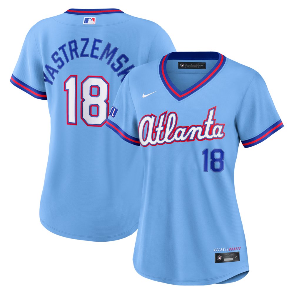 Women's Atlanta Braves #18 Mike Yastrzemski Nike Powder Blue 2026 City Connect Stadium Jersey