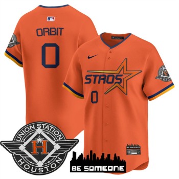 Men's Houston Astros #0 Orbit Orange 2025 City Connect Limited Stitched Baseball Jersey Men's Houston Astros #0 Orbit Orange 2025 City Connect Limited Stitched Baseball Jersey
