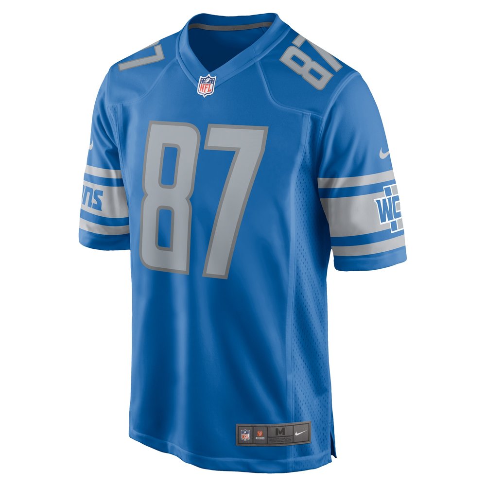Men's Detroit Lions #87 Sam LaPorta Blue Team Game Jersey Men's Detroit Lions #87 Sam LaPorta Blue Team Game Jersey