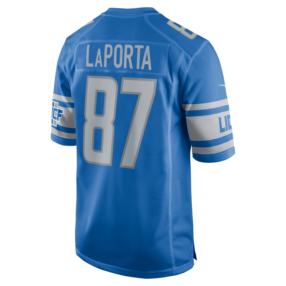 Men's Detroit Lions #87 Sam LaPorta Blue Team Game Jersey Men's Detroit Lions #87 Sam LaPorta Blue Team Game Jersey