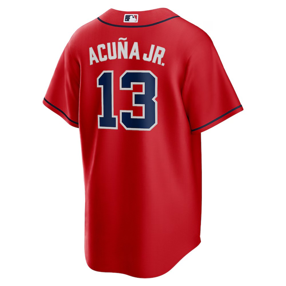 Men's Atlanta Braves #13 Ronald Acuna Jr. Red Alternate Replica PlayerJersey
