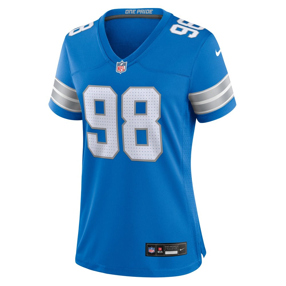 Women's Detroit Lions D.J. Reader  Blue Team Game Jersey Women's Detroit Lions D.J. Reader  Blue Team Game Jersey
