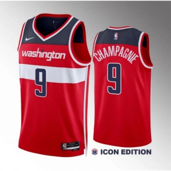 Men's Washington Wizards #9 Justin Champagnie Red Icon Edition Stitched Basketball Jersey Men's Washington Wizards #9 Justin Champagnie Red Icon Edition Stitched Basketball Jersey