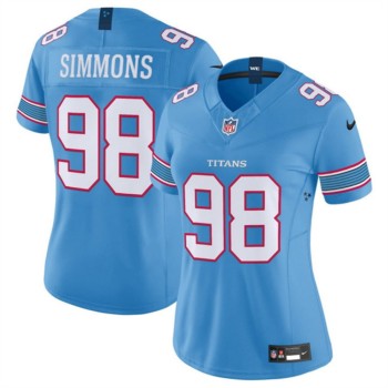 Women's Tennessee Titans #98 Jeffery Simmons Light Blue F.U.S.E. Vapor Limited Stitched Football Jersey(Run Small)