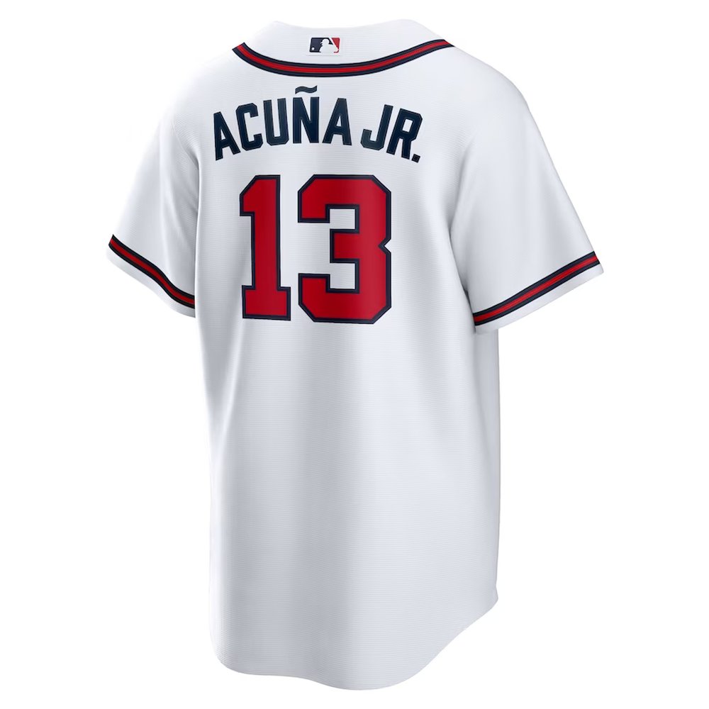Men's Atlanta Braves #13 Ronald Acuna Jr. White Home Replica PlayerJersey