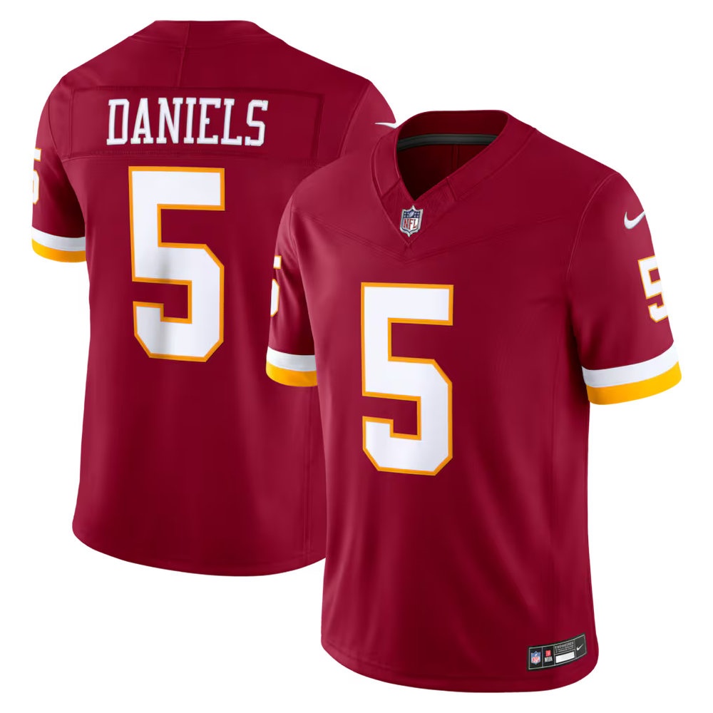 Men's Washington Commanders #5 Jayden Daniels Burgundy Vapor F.U.S.E. Sewn Down Limited Jersey