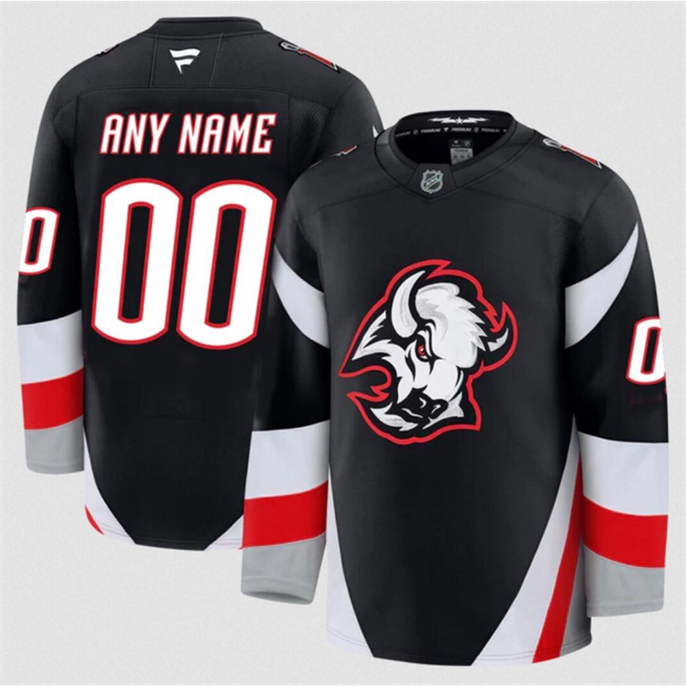 Men's Buffalo Sabres Custom Black 2024-25 Alternate Stitched Hockey Premium Jersey