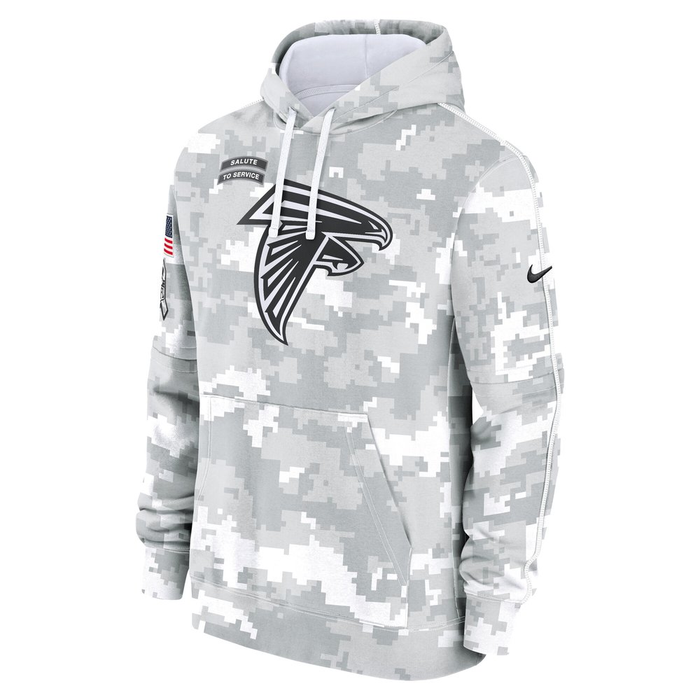 Youth Atlanta Falcons White/Gray 2024 Salute To Service Pullover Hoodie