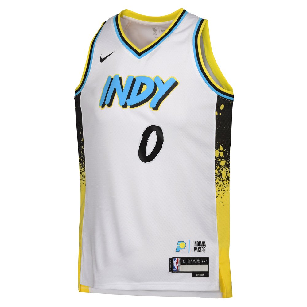 Youth Indiana Pacers Tyrese Haliburton White 2024/25 Swingman Player Jersey - City Edition Youth Indiana Pacers Tyrese Haliburton White 2024/25 Swingman Player Jersey - City Edition