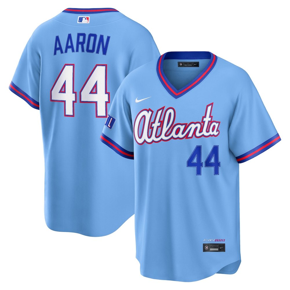 Youth Atlanta Braves #44 Hank Aaron Nike Powder Blue 2026 City Connect Stadium Jersey