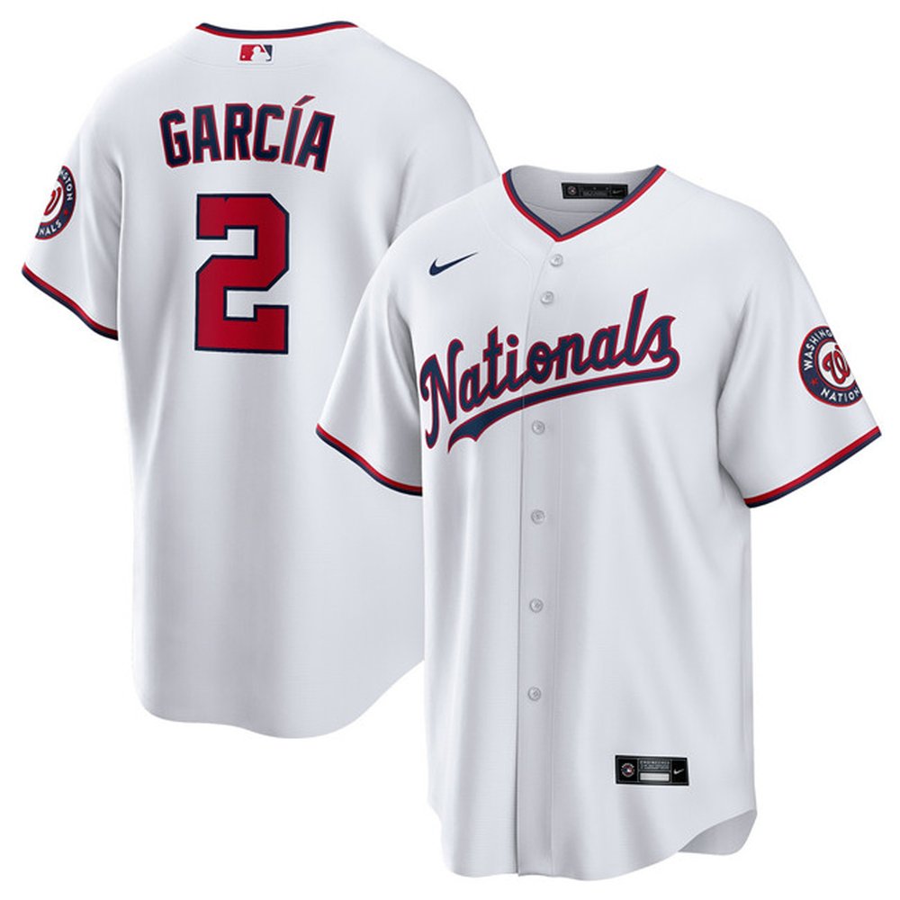 Men's Washington Nationals #2 Luis Garcia White Home Limited Player Jersey
