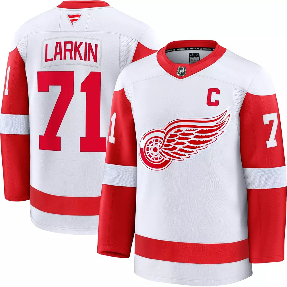 Men's Detroit Red Wings #71 Dylan Larkin White 2024-25 Stitched Premium Jersey Men's Detroit Red Wings #71 Dylan Larkin White 2024-25 Stitched Premium Jersey
