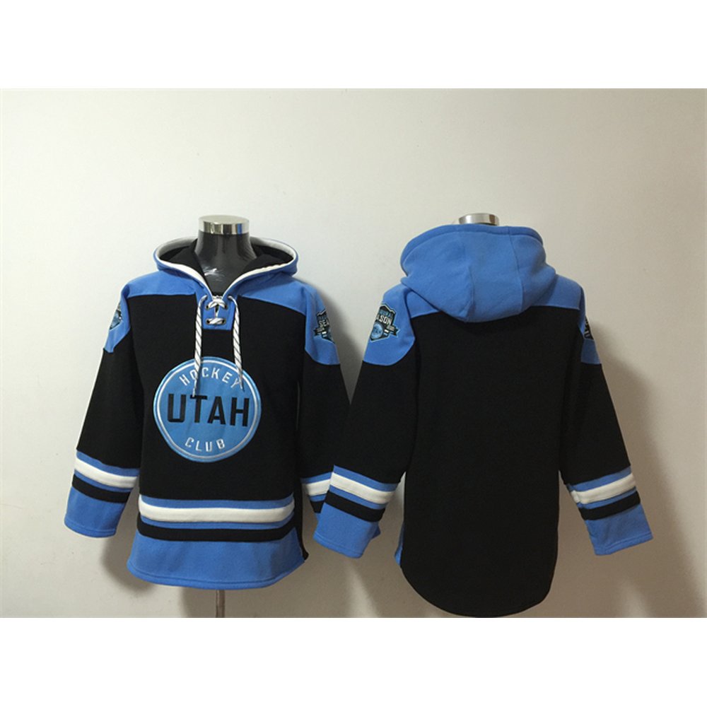 Men's Utah Mammoth Blank Black/Blue Ageless Must-Have Lace-Up Pullover Hoodie Men's Utah Mammoth Blank Black/Blue Ageless Must-Have Lace-Up Pullover Hoodie