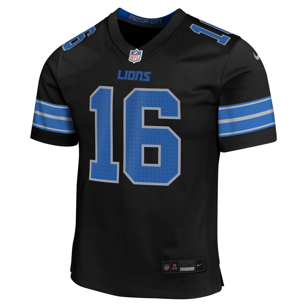 Youth Detroit Lions #16 Jared Goff Black Alternate Player Game Jersey Youth Detroit Lions #16 Jared Goff Black Alternate Player Game Jersey