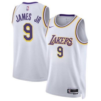 Men's Los Angeles Lakers #9 Bronny James Jr. White 2024 Draft Association Edition Stitched Basketball Jersey Men's Los Angeles Lakers #9 Bronny James Jr. White 2024 Draft Association Edition Stitched Basketball Jersey