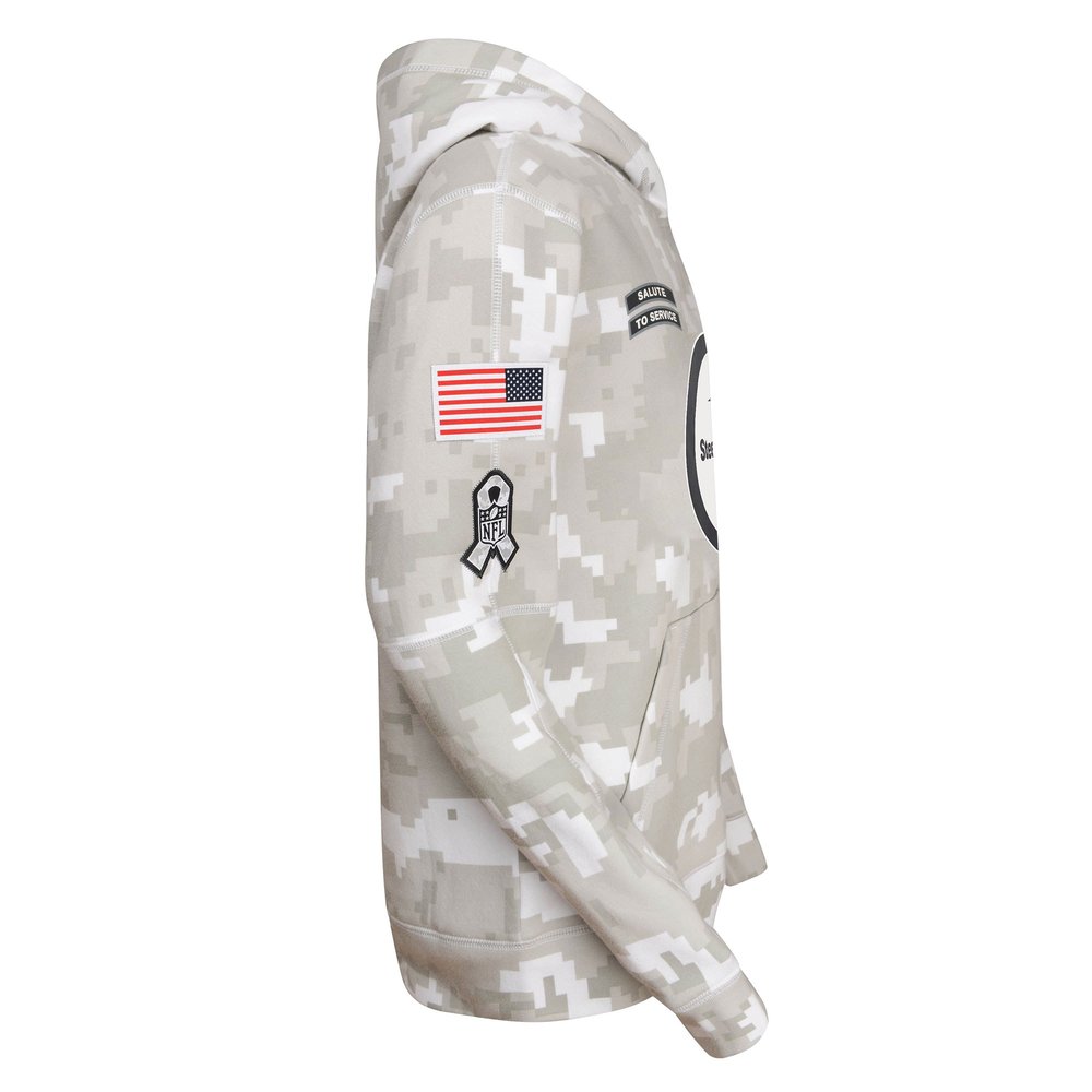 Youth Pittsburgh Steelers White/Gray 2024 Salute To Service Pullover Hoodie