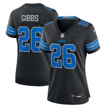 Women's Detroit Lions #26 Jahmyr Gibbs Black 2nd Alternate Game Jersey Women's Detroit Lions #26 Jahmyr Gibbs Black 2nd Alternate Game Jersey
