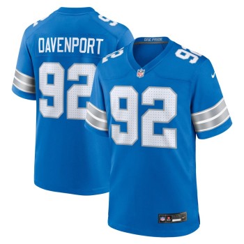 Men's Detroit Lions Marcus Davenport  Blue Team Game Jersey Men's Detroit Lions Marcus Davenport  Blue Team Game Jersey