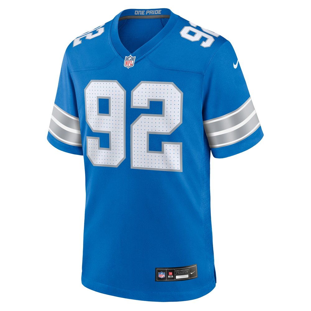Men's Detroit Lions Marcus Davenport  Blue Team Game Jersey Men's Detroit Lions Marcus Davenport  Blue Team Game Jersey