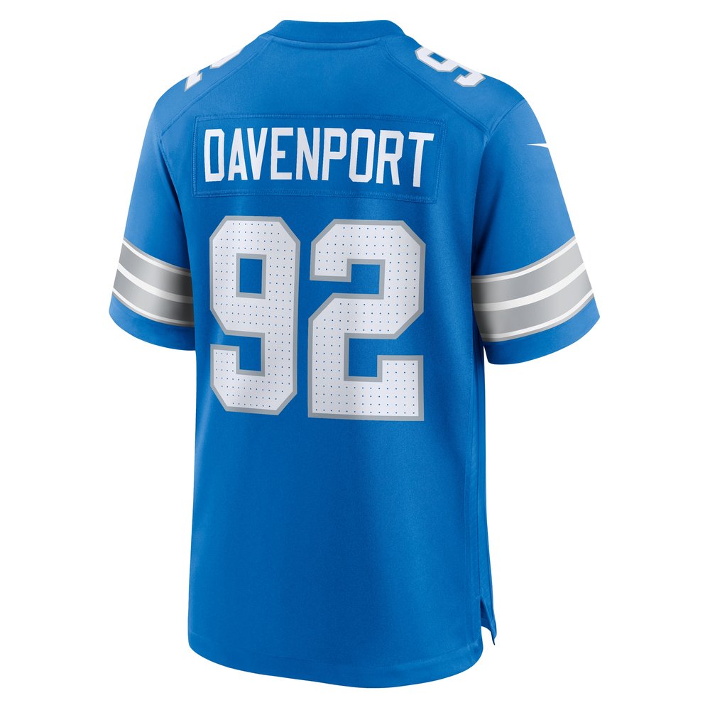 Men's Detroit Lions Marcus Davenport  Blue Team Game Jersey Men's Detroit Lions Marcus Davenport  Blue Team Game Jersey