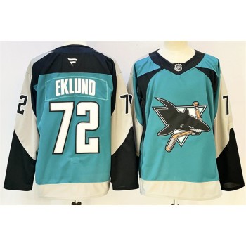 Men's San Jose Sharks #72 William Eklund Teal 2025 Alternate Stitched Hockey Premium Jersey Men's San Jose Sharks #72 William Eklund Teal 2025 Alternate Stitched Hockey Premium Jersey