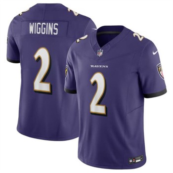 Men's Baltimore Ravens #2 Nate Wiggins Purple 2024 Draft F.U.S.E Vapor Limited Football Jersey Men's Baltimore Ravens #2 Nate Wiggins Purple 2024 Draft F.U.S.E Vapor Limited Football Jersey