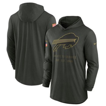 Men's Buffalo Bills Forest Green 2025 Salute to Service Sideline Dri-FIT Lightweight Pullover Hoodie