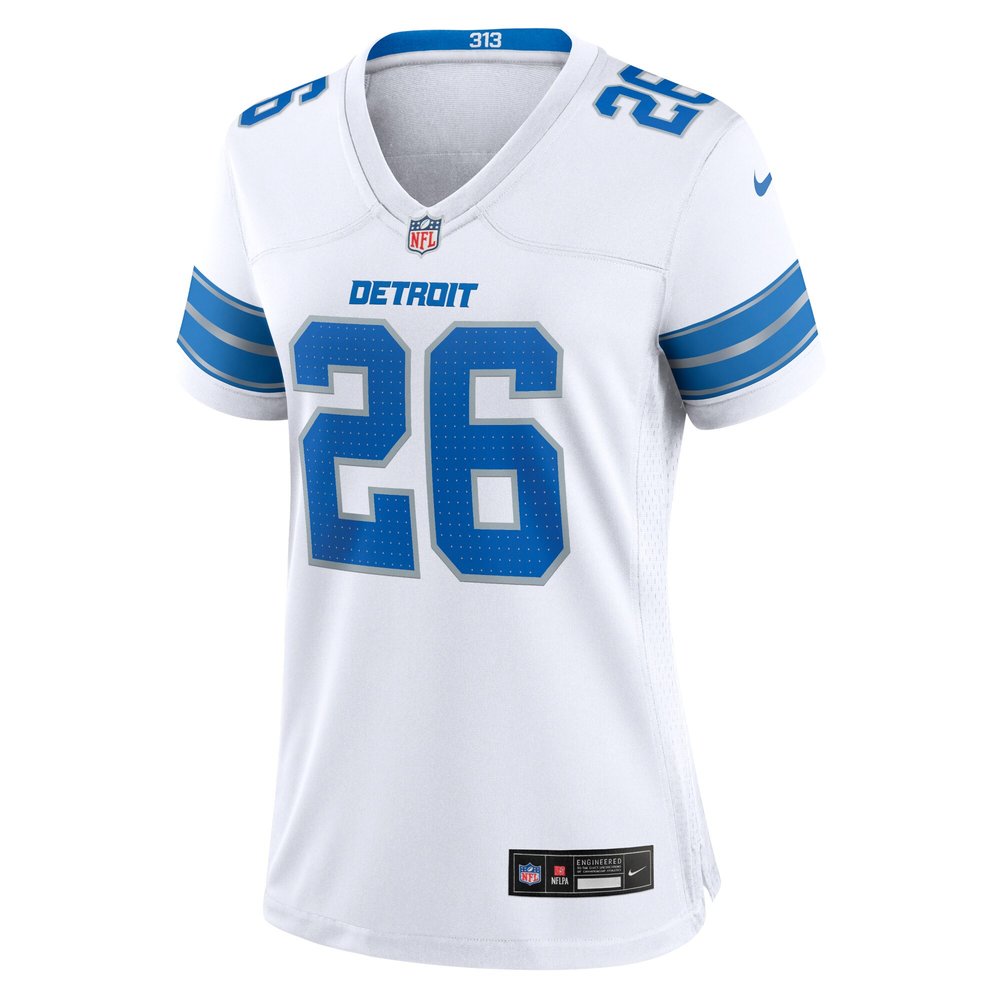 Women's Detroit Lions #26 Jahmyr Gibbs White Game Jersey Women's Detroit Lions #26 Jahmyr Gibbs White Game Jersey