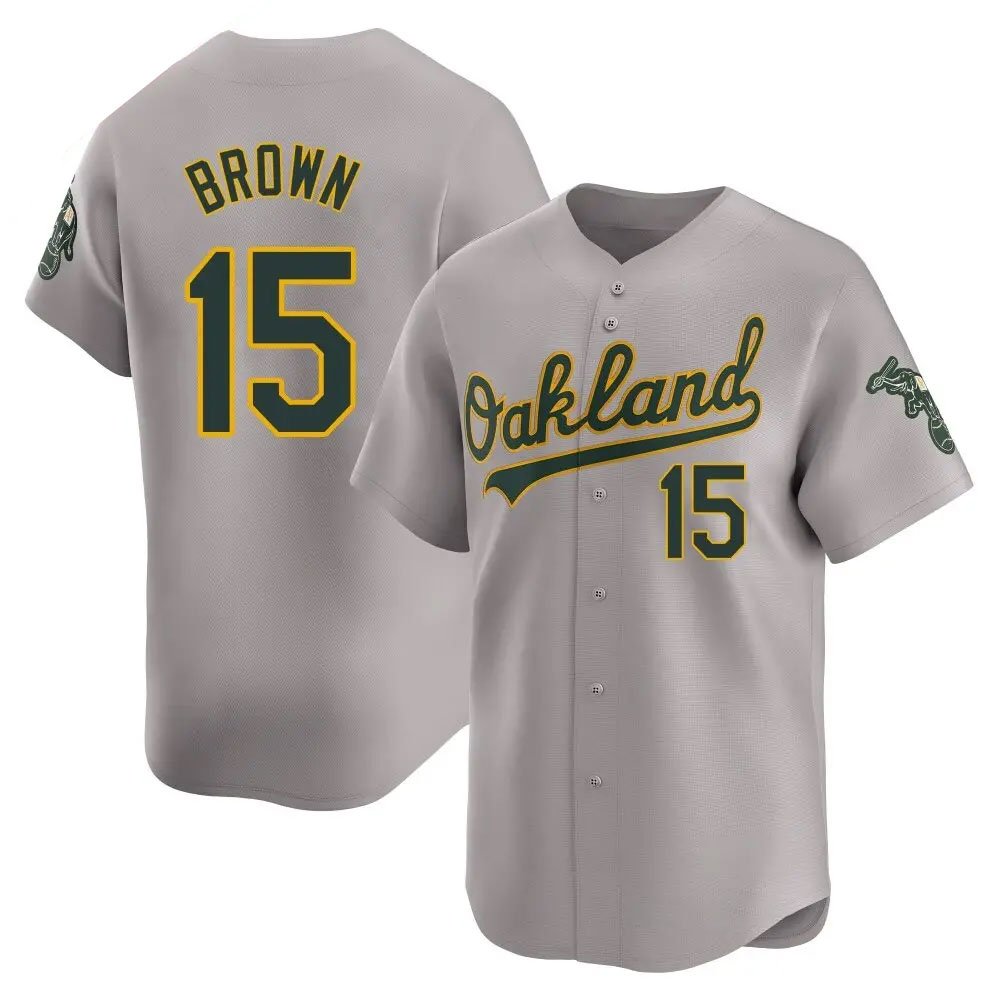 Men's Oakland Athletics #15 Seth Brown Gray Home Replica Jersey